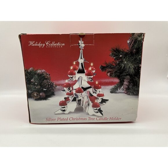 Vintage Silver Plated Godinger Christmas Tree Candle Holder NEW In Original Box - Picture 10 of 13